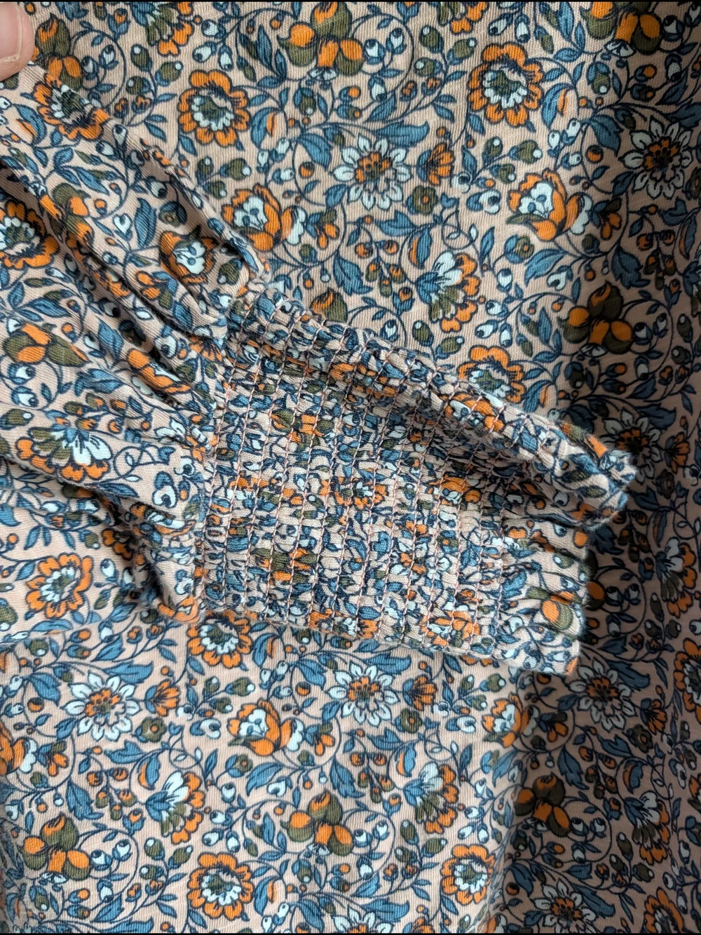 Boden Notch Neck Smocked Frill Floral Top - Picture 4 of 7